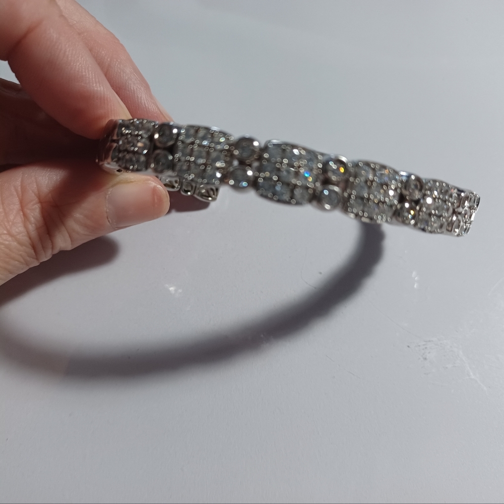 Qvc Affinity Diamond 925 Sterling Silver Cuff Bra… - image 2